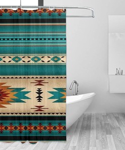 Southwest Native American Pattern Shower Curtain For Ethnic Bathroom Decor.