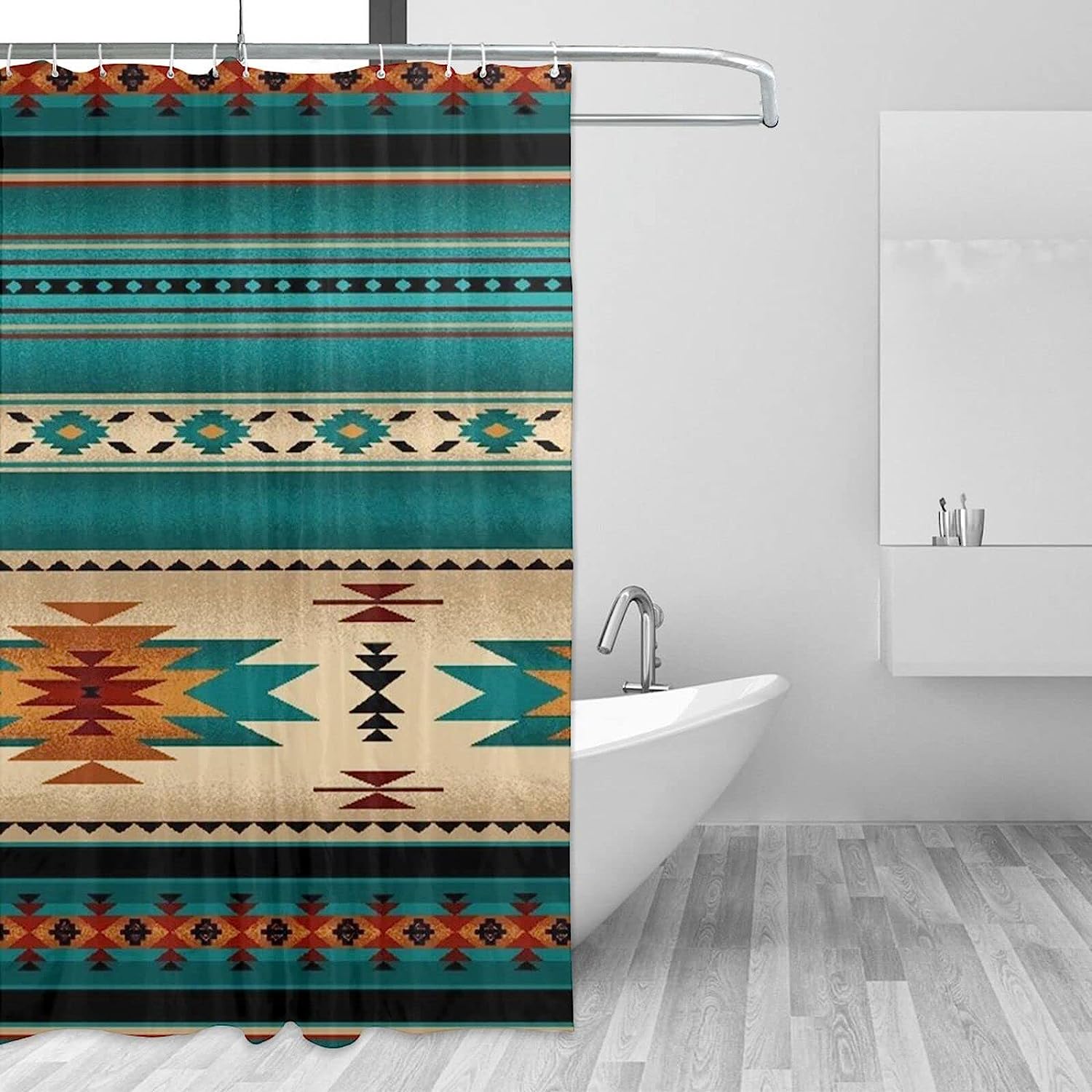 Southwest Native American Pattern Shower Curtain For Ethnic Bathroom Decor.