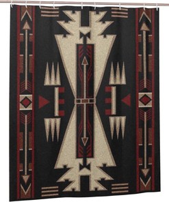 Southwest Native American Shower Curtain - Waterproof Bathtub Curtain with Cross Arrows and Tribal Design