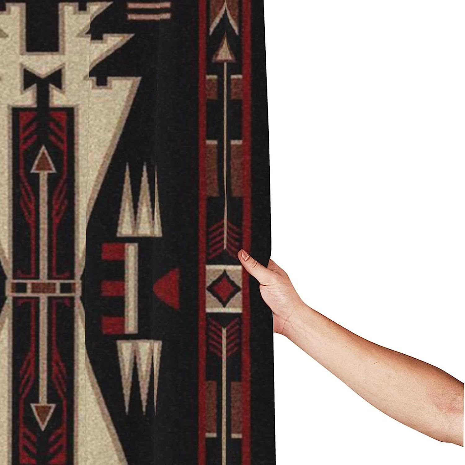 Southwest Native American Shower Curtain - Waterproof Bathtub Curtain with Cross Arrows and Tribal Design