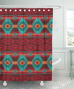 Southwest Navajo Abstract Aztec Shower Curtain, Bohemian Bathroom Accessory