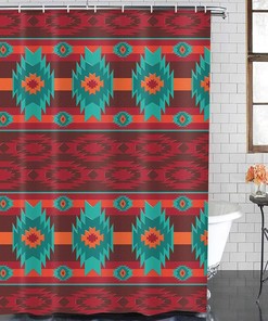 Southwest Navajo Abstract Aztec Shower Curtain, Bohemian Bathroom Accessory