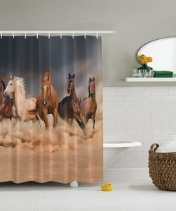 Southwest Running Horses Shower Curtain for Equestrian and Western Decor