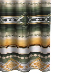 Southwest Striped Shower Curtain, Yellow and White Bathroom Decor