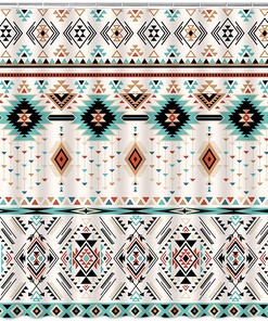 Southwestern Abstract Aztec Shower Curtain, Vintage Geometric Design Fabric,