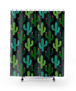 Southwestern Cactus Shower Curtain, Unique Bathroom Decor Theme
