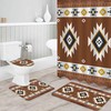 Southwestern Geometric Abstract Art Wooden Print Shower Curtain for Western Theme Bath