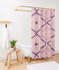 Southwestern Geometric - Vintage Bathroom Shower Curtains Blush Pink Eggplant