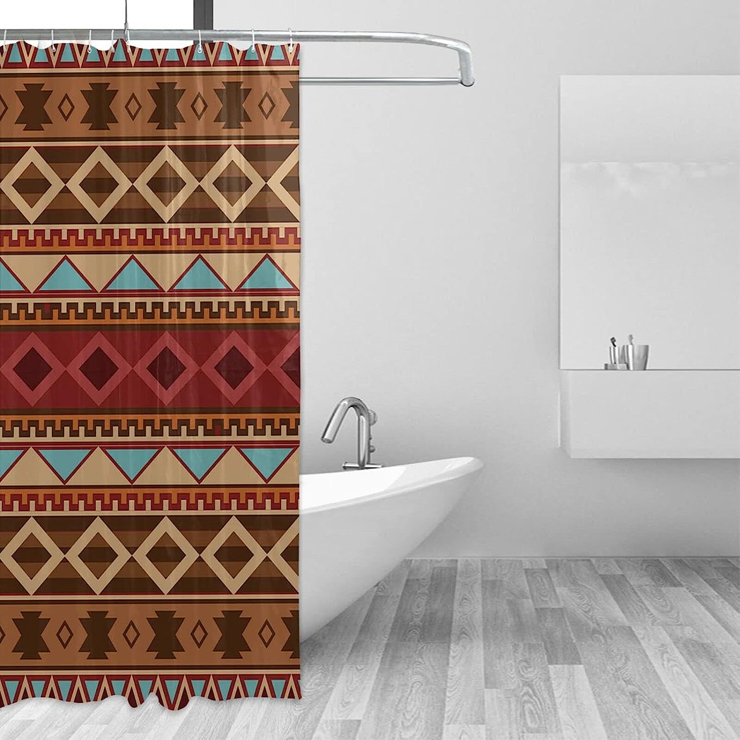Southwestern Native American Aztec Shower Curtain - Ethnic Bathroom Decor
