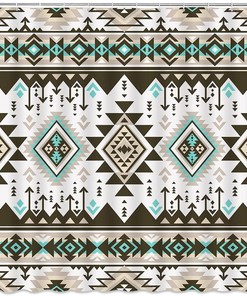 Southwestern Native American Aztec Shower Curtain, Vintage Bathroom Decor with Tribal Pattern