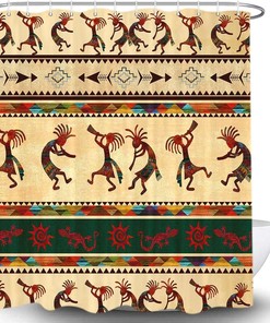 Southwestern Native American Bath Curtain with Kokopelli Shower Curtain Design, Elegant Bathroom Decor
