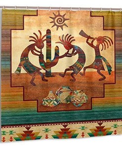 Southwestern Native American Bath Curtains with Kokopelli Shower Curtain Design