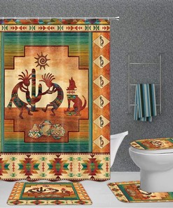 Southwestern Native American Bathroom Shower Curtain with Kokopelli Design, Perfect for Western Bathroom Decor