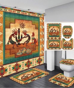 Southwestern Native American Bathroom Shower Curtain with Kokopelli Design, Perfect for Western Bathroom Decor