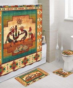 Southwestern Native American Bathroom Shower Curtain with Kokopelli Design, Perfect for Western Bathroom Decor