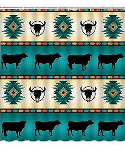 Southwestern Navajo Cow Aztec Shower Curtain