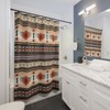 Southwestern Pattern Bath Curtain, Native American Geometric Shower Curtain with Quotes