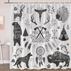 Southwestern Tribal Art Shower Curtain with Vintage Antler Bear Wolf Cow Gray Quotes 