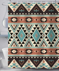 Southwestern Tribal Aztec Shower Curtain With American Native Ethnic Geometric Western Boho Design