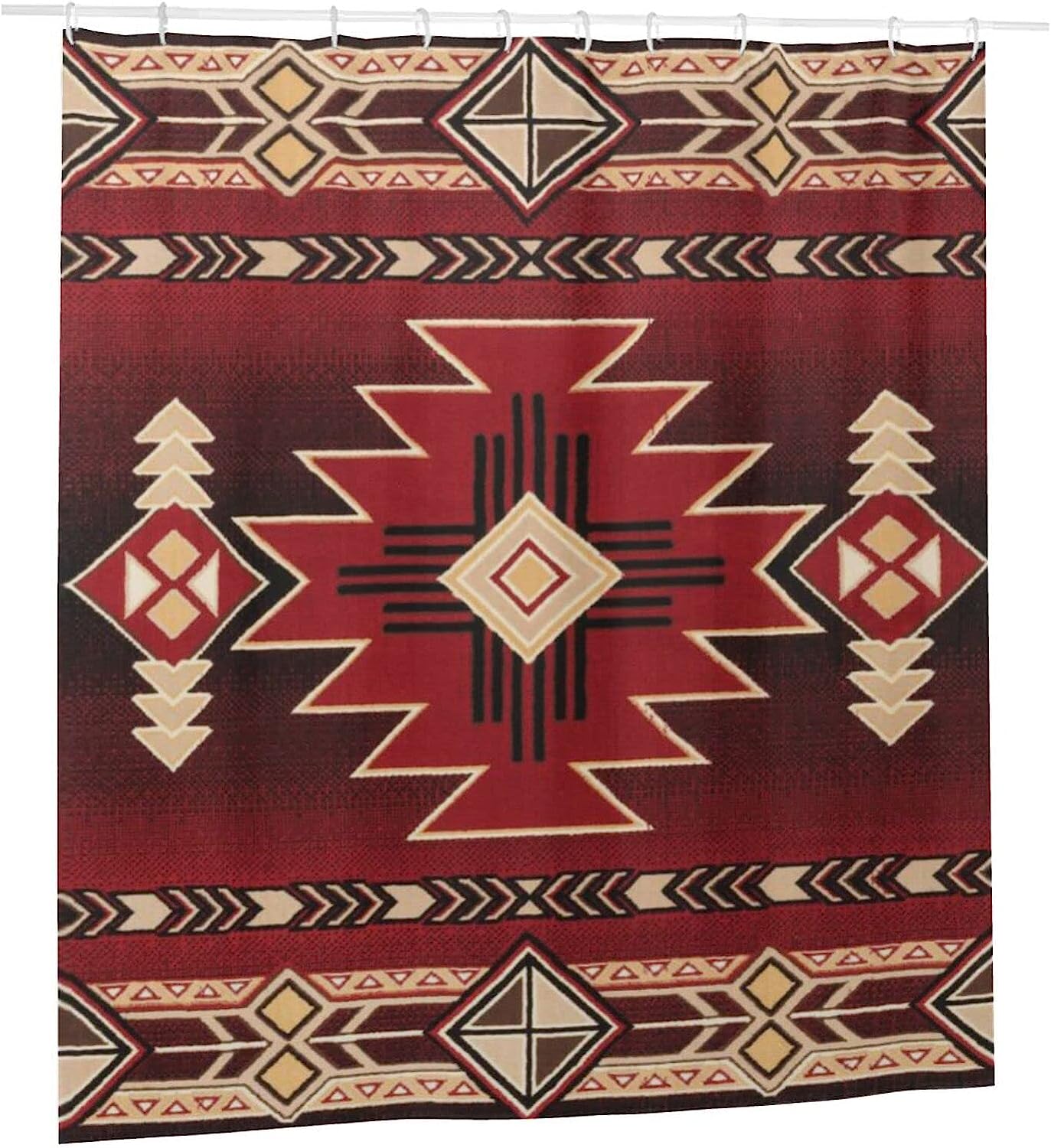 Southwestern Tribal Pattern Shower Curtain For Ethnic Bathroom Decor.