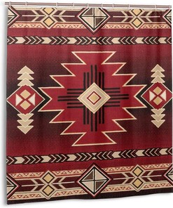 Southwestern Tribal Pattern Shower Curtain For Ethnic Bathroom Decor.