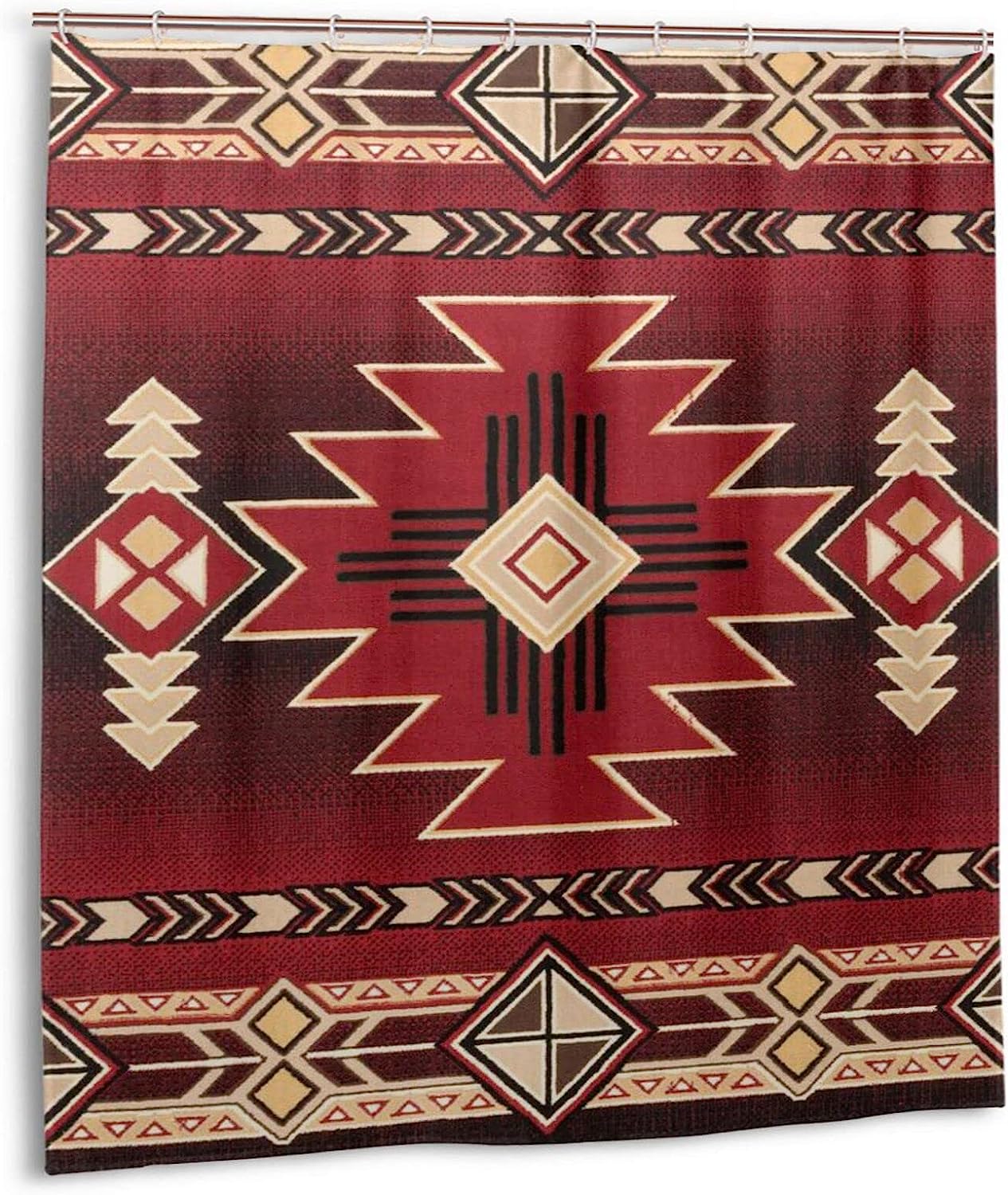 Southwestern Tribal Pattern Shower Curtain For Ethnic Bathroom Decor.