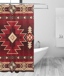 Southwestern Tribal Pattern Shower Curtain For Ethnic Bathroom Decor.