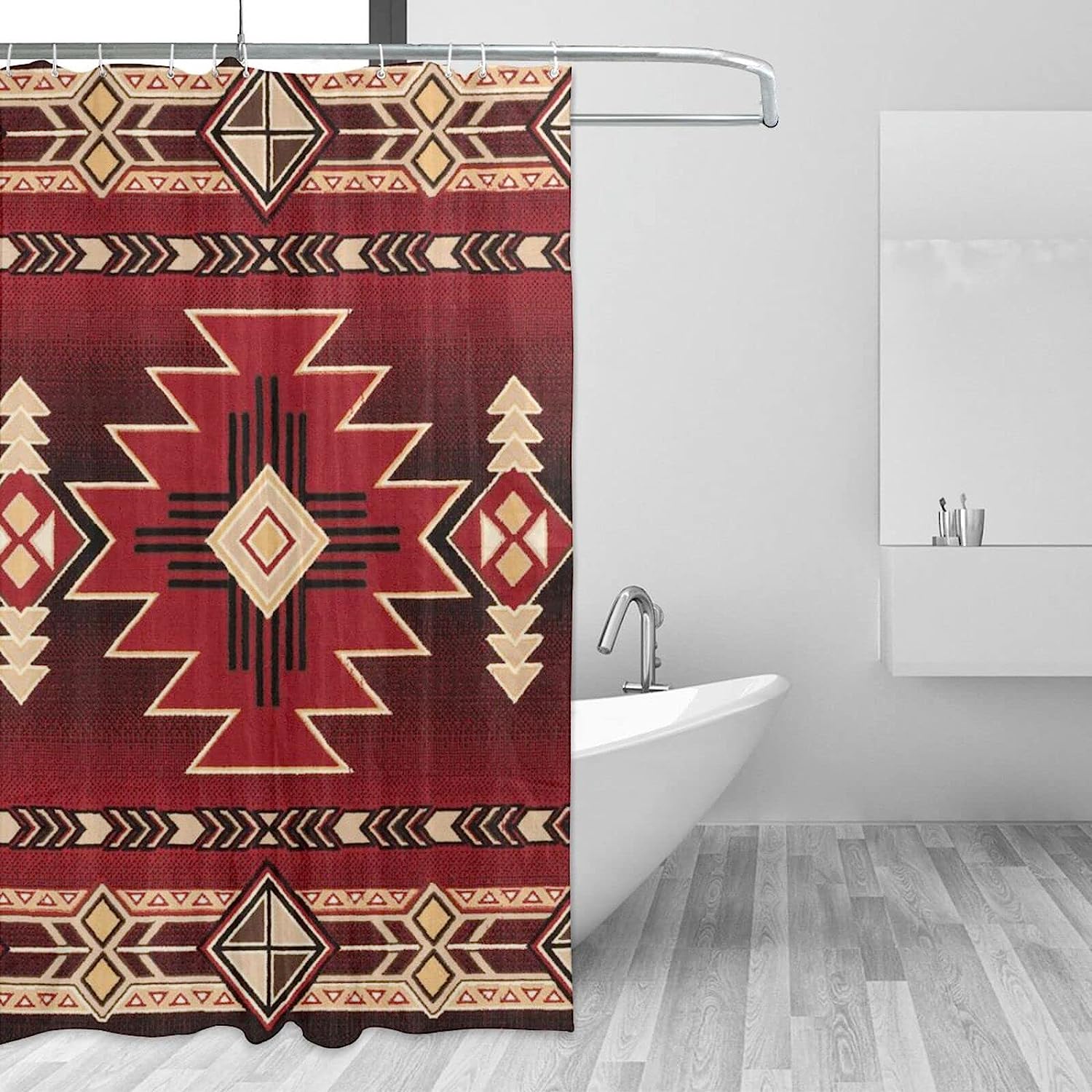 Southwestern Tribal Pattern Shower Curtain For Ethnic Bathroom Decor.