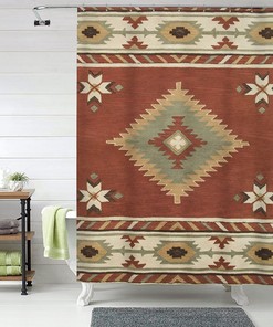 Southwestern Tribal Pattern Shower Curtain for a Geometric Style