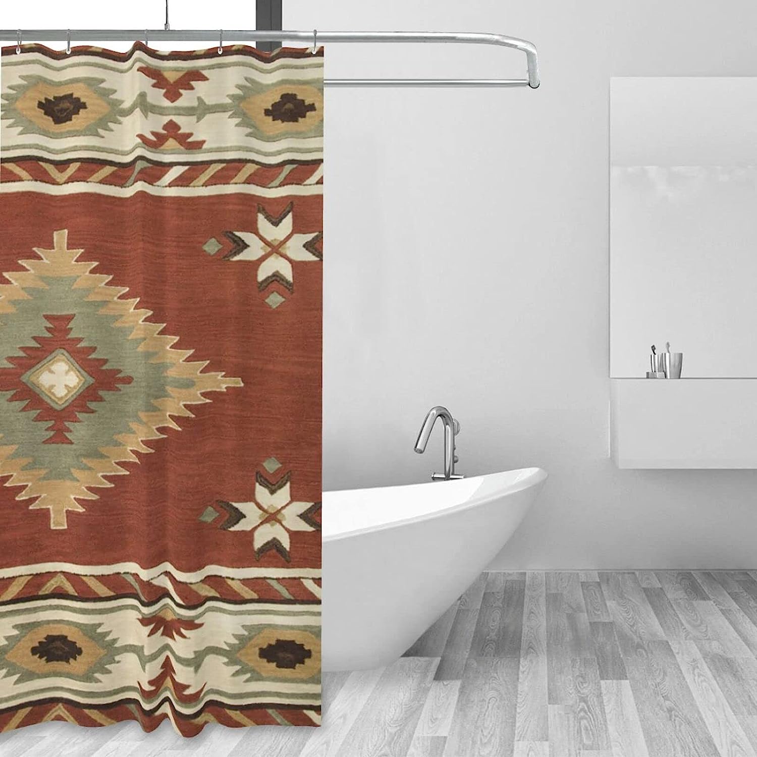 Southwestern Tribal Pattern Shower Curtain for a Geometric Style