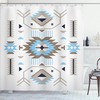 Southwestern Zigzag Design Shower Curtain In Dark Tan For Bathroom