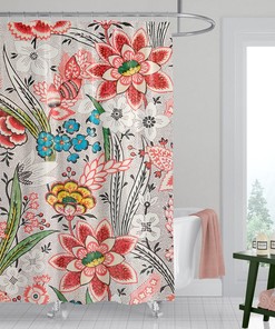 Spa Bathroom Shower Bathtub Decor Curtain - Vintage Botanical Flowers Shower Curtain
