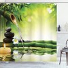 Spa Meditation Art Shower Curtain With Bamboo And Candle Design
