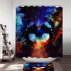 Space Butterfly Kids Bathroom Shower Curtain, Waterproof Fabric Decor with Quotes