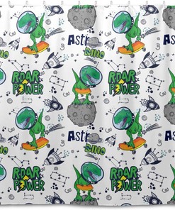 Space Dinosaurs Shower Curtain Modern Home Bathroom Hotel Spa Decorations Waterproof Fabric