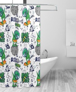Space Dinosaurs Shower Curtain Modern Home Bathroom Hotel Spa Decorations Waterproof Fabric