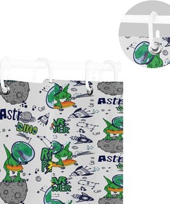 Space Dinosaurs Shower Curtain Modern Home Bathroom Hotel Spa Decorations Waterproof Fabric