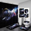Space Dog Galaxy Kids Bathroom Shower Curtain, Waterproof Fabric Decor with Quotes