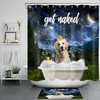 Space Dog Print Shower Curtain For A Fun And Playful Bathroom