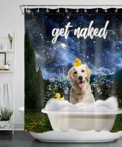 Space Dog Print Shower Curtain For A Fun And Playful Bathroom