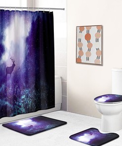 Space Elk Shower Curtain with Starry Sky Design 