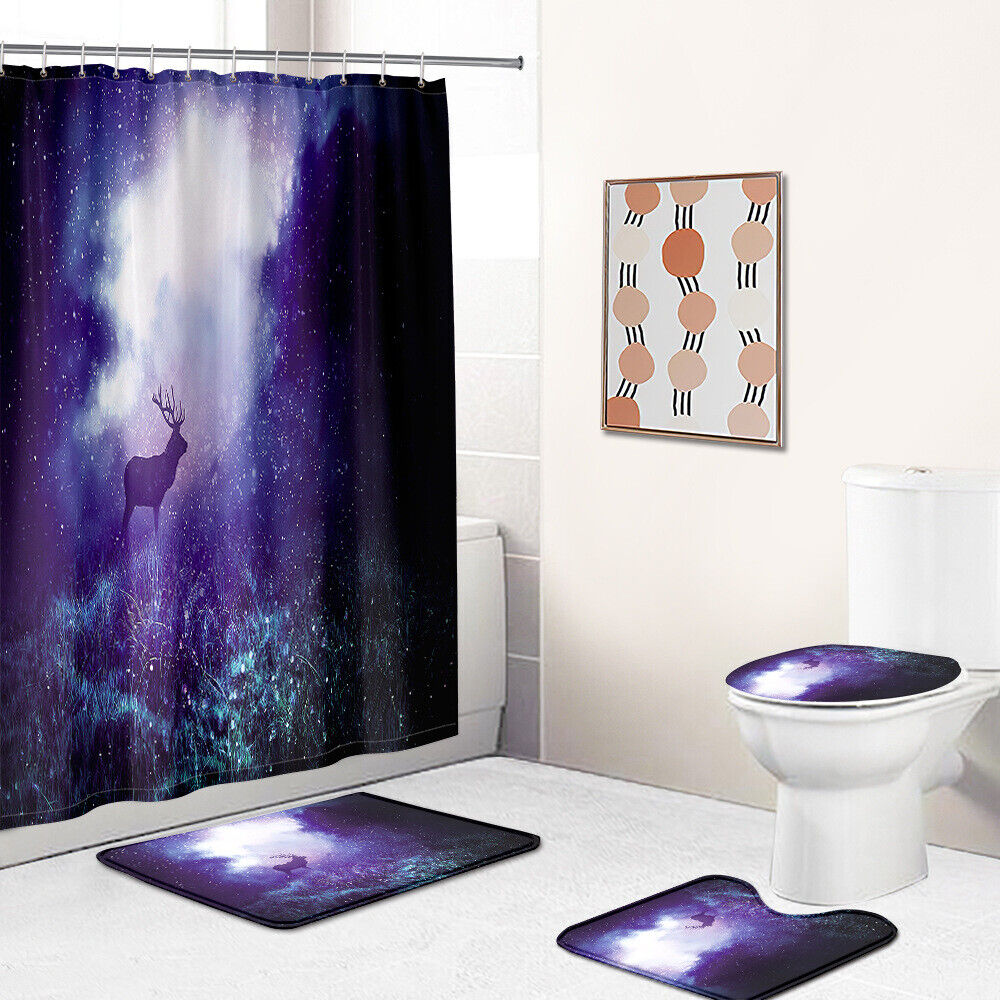 Space Elk Shower Curtain with Starry Sky Design