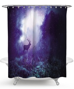 Space Elk Shower Curtain with Starry Sky Design