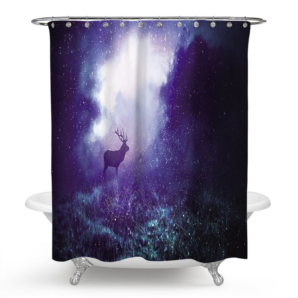 Space Elk Shower Curtain with Starry Sky Design