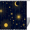 Space Sun and Moon Print Fabric Shower Curtain for Celestial Bathroom Decor