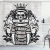 Space-Age Shower Curtain with Astronaut Skull for Out-of-This-World Style