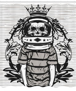 Space-Age Shower Curtain with Astronaut Skull for Out-of-This-World Style