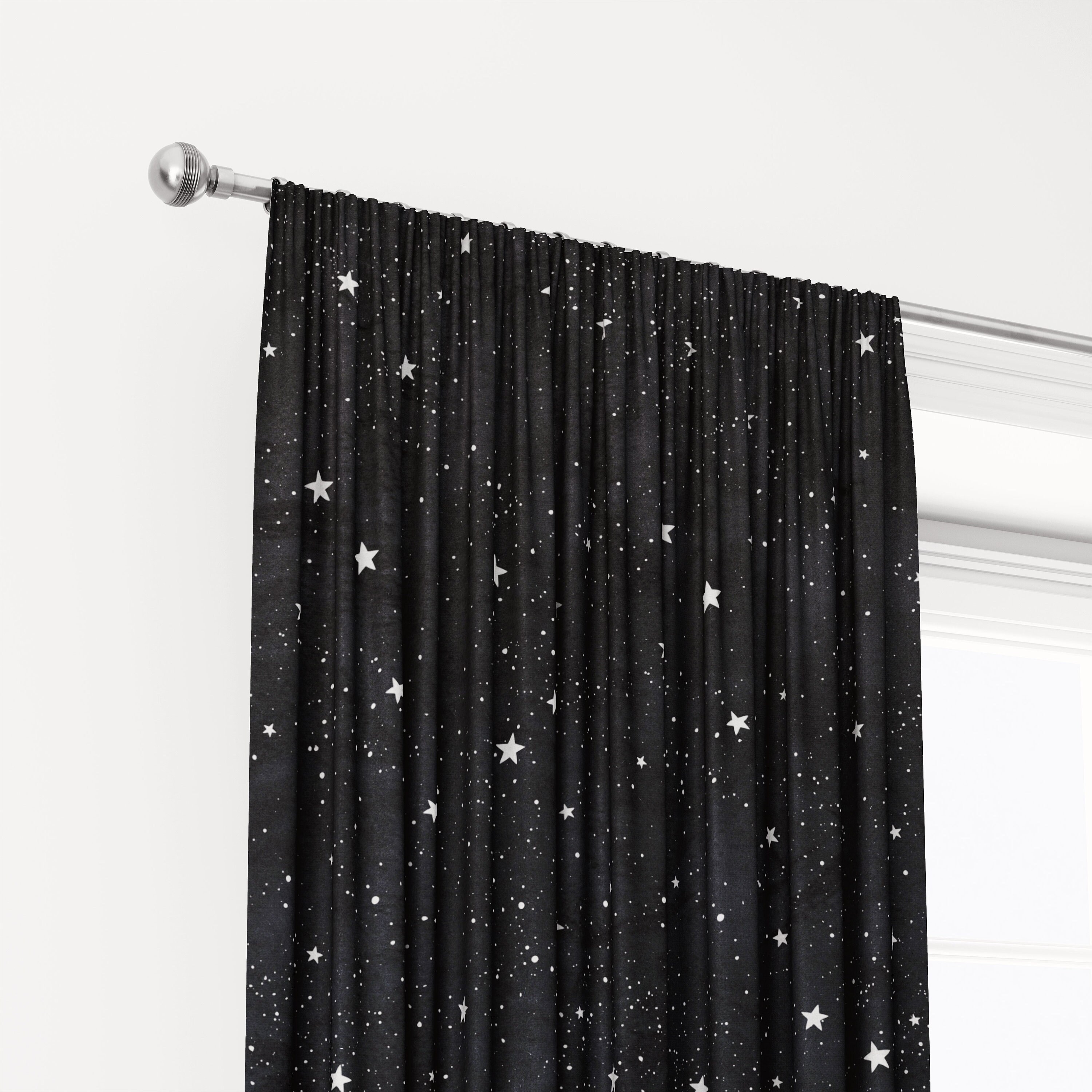 Space-Themed Black Galaxy Stars Blackout Curtains For Bedroom And Living Room Decor - Image 3