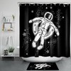 Spaceman Astronaut and Galaxy Shower Curtain for Outer Space Bathroom Decor 