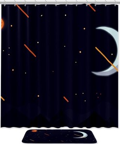 Spacescape Moon Print Shower Curtain for Futuristic Bathroom Decor